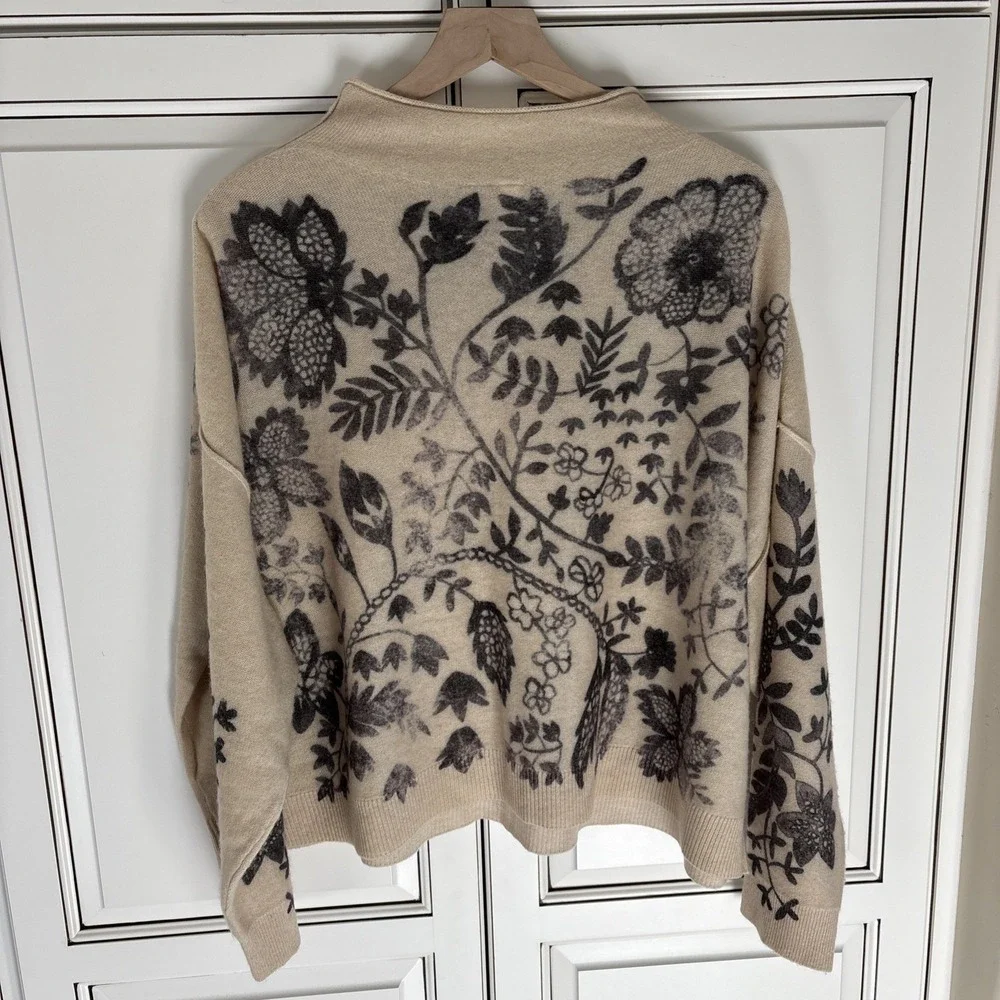 Anthropologie The Alani Cashmere‎ Pilcro Mock-neck Sweater Beige Floral Large - Picture 16 of 16
